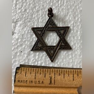 Vintage Bronze Color Star of David Pendant